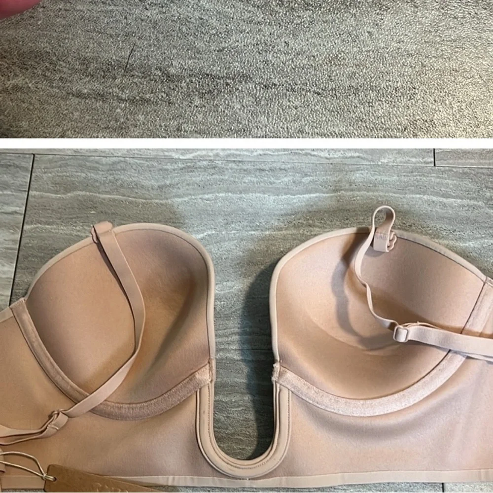 Skims Seamless Tan deepPlunge Bra small